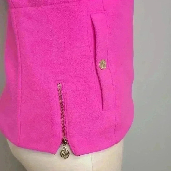 Lilly Pulitzer Brooklee REVERSIBLE Fleece Vest XXS in Pink Grenadine/Black - Picture 11 of 14